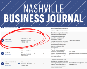 Thrivence Ranked as One of Nashville's Top 10 Management Consulting Firms